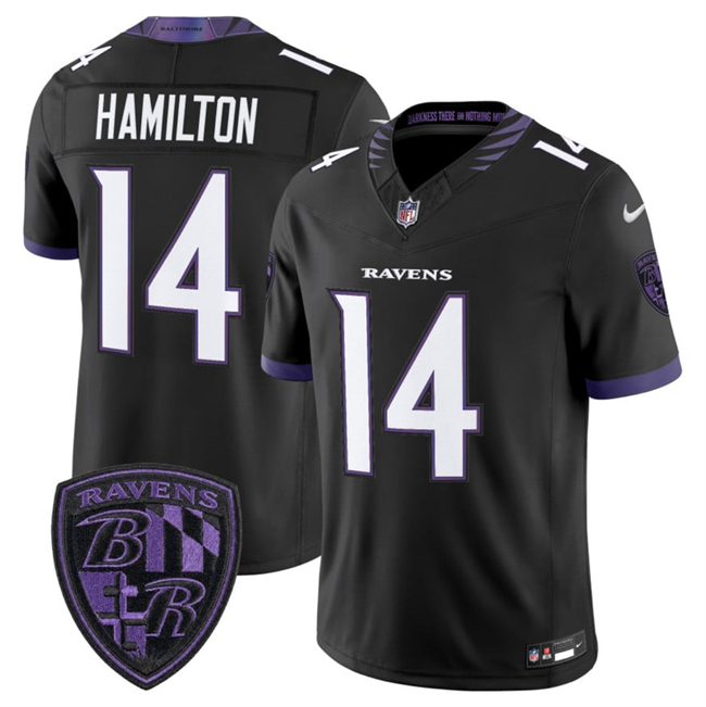 Men's Baltimore Ravens #14 Kyle Hamilton Black 2026 F.U.S.E. Alternate Vapor Stitched Limited Football Jersey